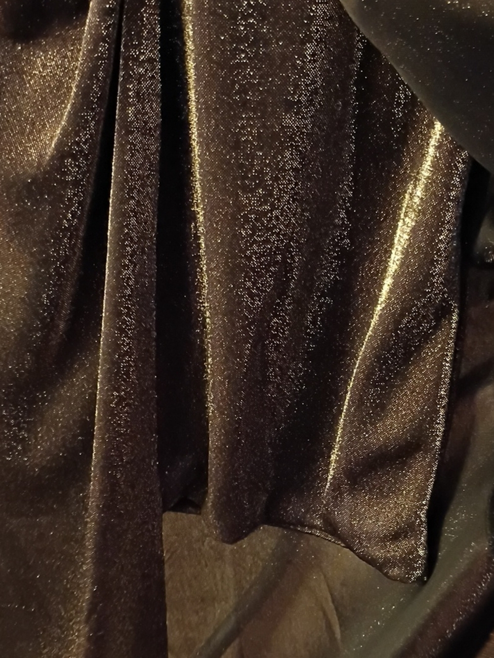 AllSaints Metallic Gold Shimmer On Black Twist-Front Maxi Skirt Over Mini Skirt - Picture 5 of 16